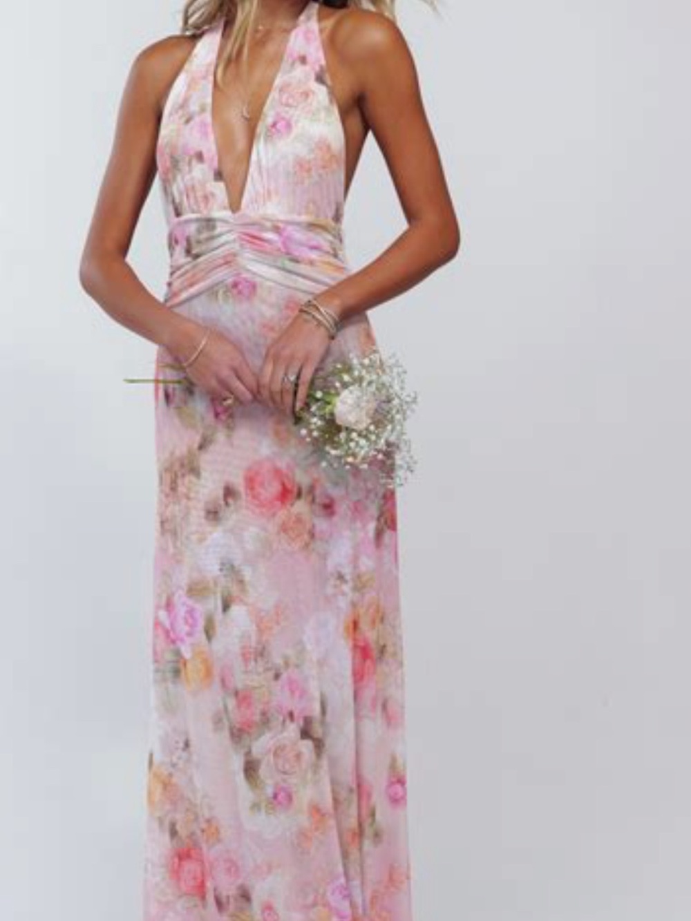 RESA Pink Floral Halter Maxi Dress